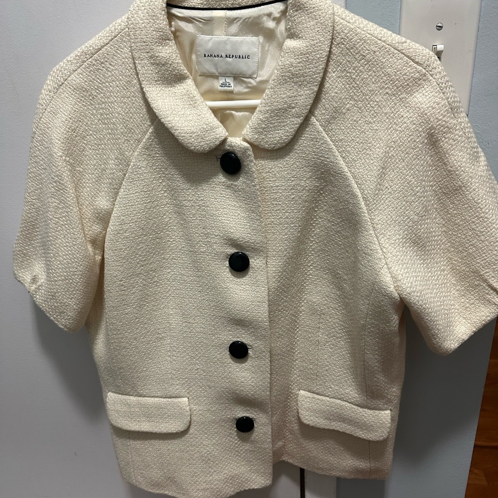 Banana Republic Cream Blazer Short Sleeve Tailored
